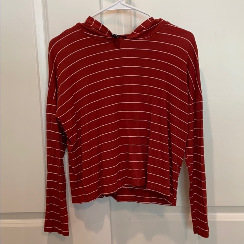 burnt orange cropped long sleeve shirt